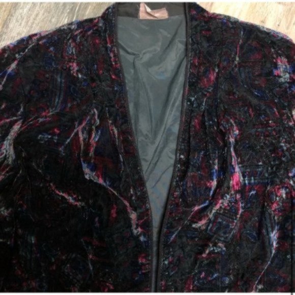 TanJay Vintage Velour blazer / Jacket Geometric Jewel Toned Size large - Picture 3 of 7
